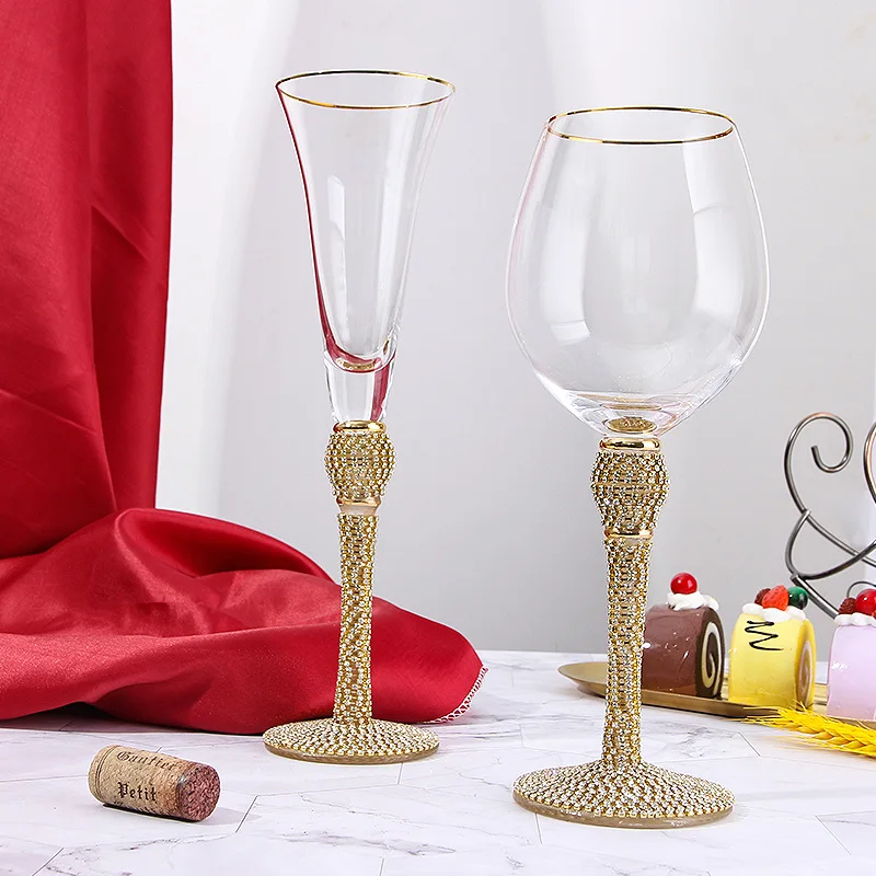 

Gold Wire Wine Cup, Champagne Cup, Vintage Creative Diamond Wine Glass, Cocktail Cup, Crystal Goblet, Hotel Bar Decoration