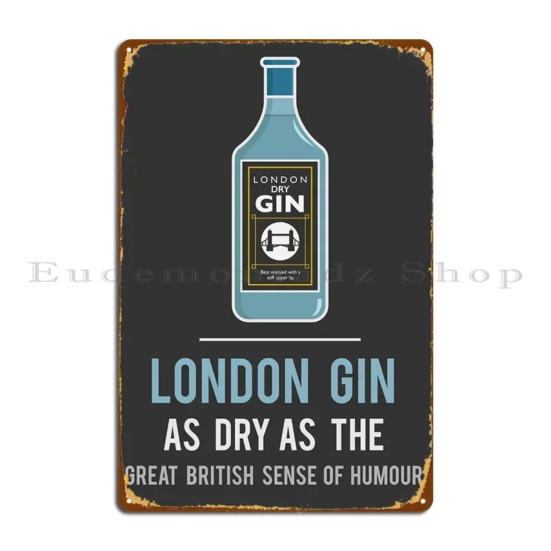 Póster Metálico de London Gin, Impresión de Placa Decorativa para Sala de Estar, Letrero de Metal Impreso para Sala de Estar