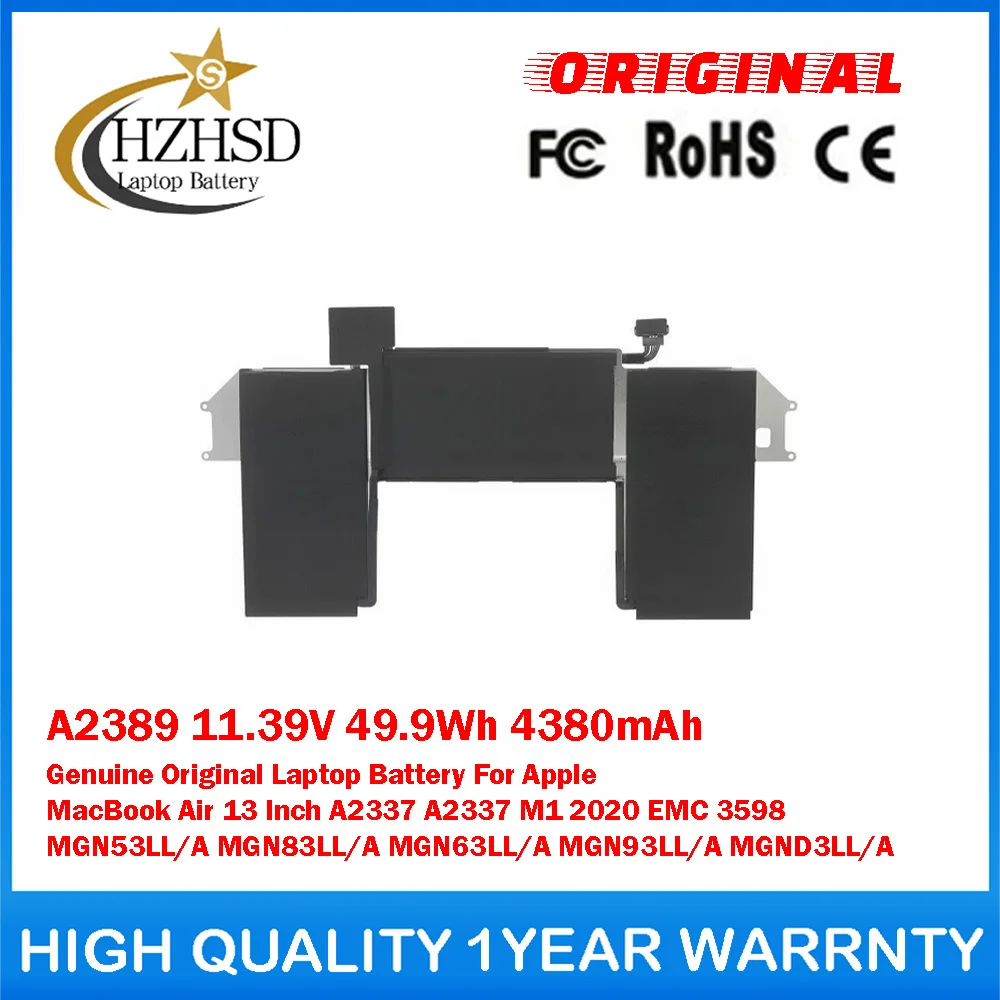 

Оригинальная батарея для ноутбука Apple MacBook Air 13 дюймов A2337 A2337 M1 2020 EMC 3598 MGN53LL/A, A2389, 11.39V, 49.9Wh, 4380mAh