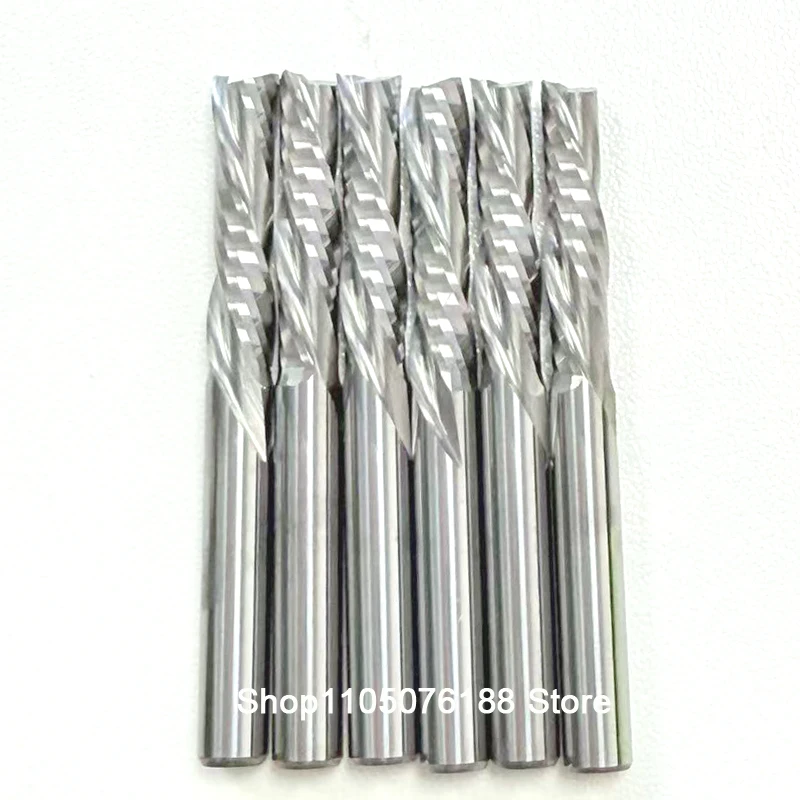 

10pcs Woodworking Tools Two Flutes Left Down Cut 3.175/4/5/6mm Left-Handed Carbide End Milling Cutters with 2 Spiral Blade Bits