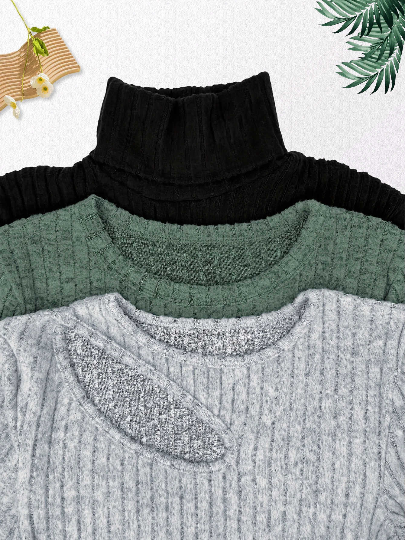 

A three-piece set of solid-color casual tight-fitting top for autumn and winter in Europe and America