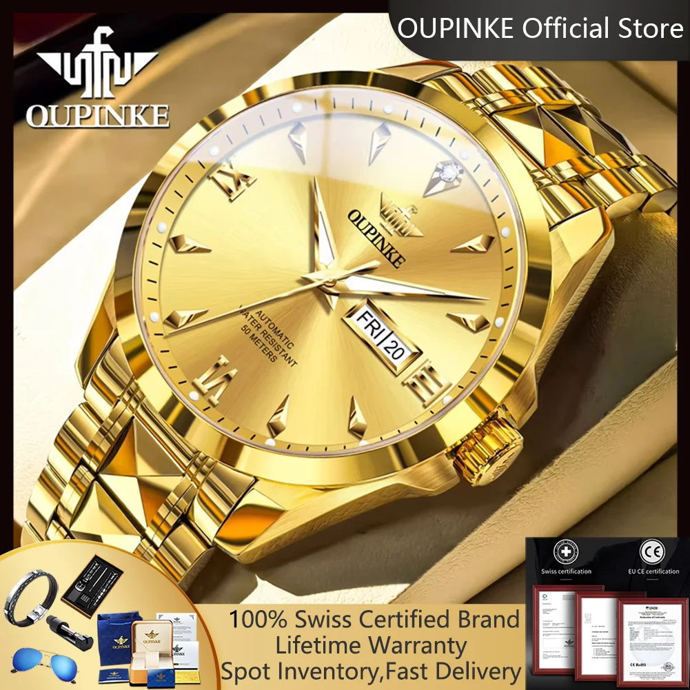 

OUPINKE 3306, мужские часы с настоящими бриллиантами, оригинальные классические деловые мужские часы, роскошные японские автоматические механические наручные часы для мужчин