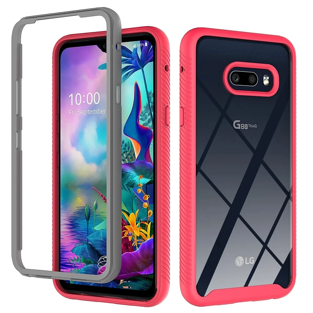 

Hybrid Rugged Armor Shockproof Phone Case For LG G8X V50S ThinQ 6.4 inches Soft TPU Frame Hard Plastic Transparent Back Cover