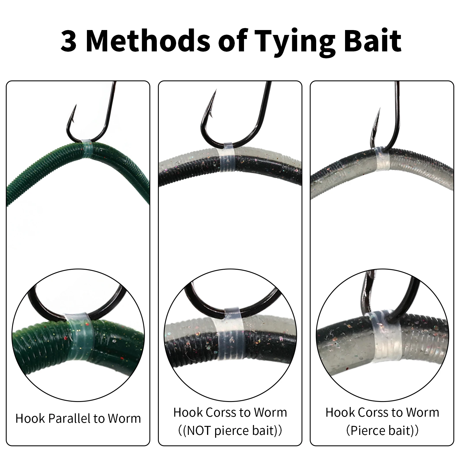 FishTrip Wacky Worm O-Ringe für Wacky Rigging Senkos Soft Plastic Worms Stickbaits, Silikon Bait Saver O-Ringe zum Barschangeln – Detail 4