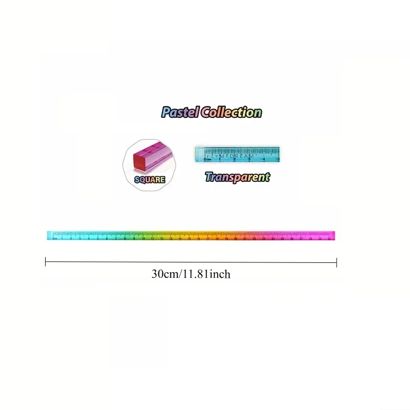 Color Ruler and Cube - Two in One Geometric Drawing Tool, Mathematics Learning Stationery Set, Drawing and Measuring Supplies