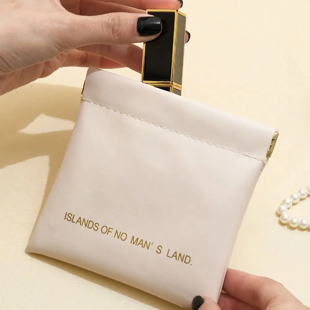 

Letter Mini Self-closing Coin Purse Spring Bag Change Storage Bag PU Leather Makeup Lipstick Bag Korean Style Small Item Bag