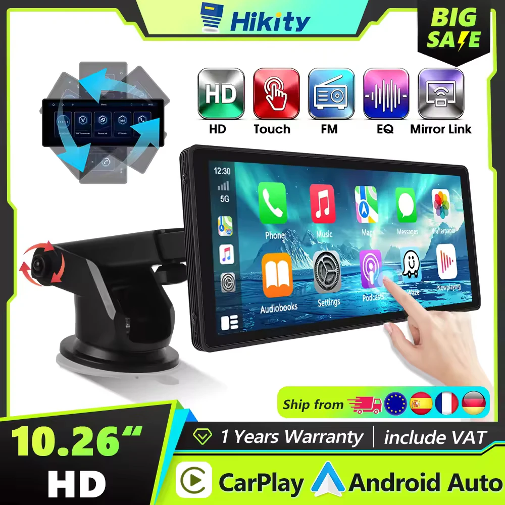 Hikity 10.26 ''سيارة نظام ذكي Carplay أندرويد السيارات AirPlay أندرويد يلقي راديو السيارة FM الارسال بطاقة SD USB بلوتوث EQ #1