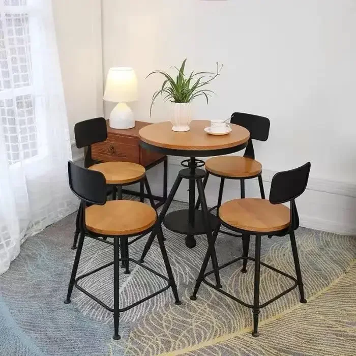 Immagine 5: Combinazione semplice, balcone, tavolo e sedia, ferro battuto, legno massello, caffè, creativo, casual, piccolo caffè