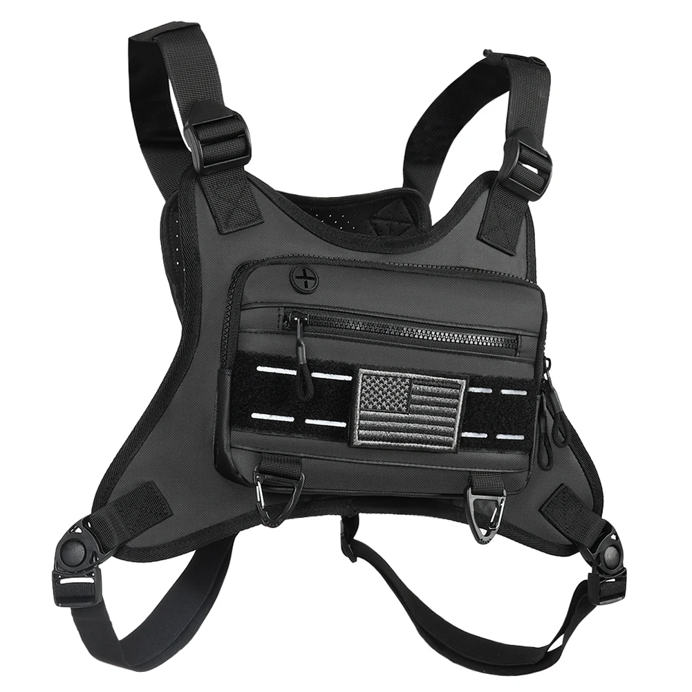 Sports Chest Bag Unisex Front Chest Pack Running Vest Large Capacity Reflective Tactical Vest Bags Outdoor Running Accessories