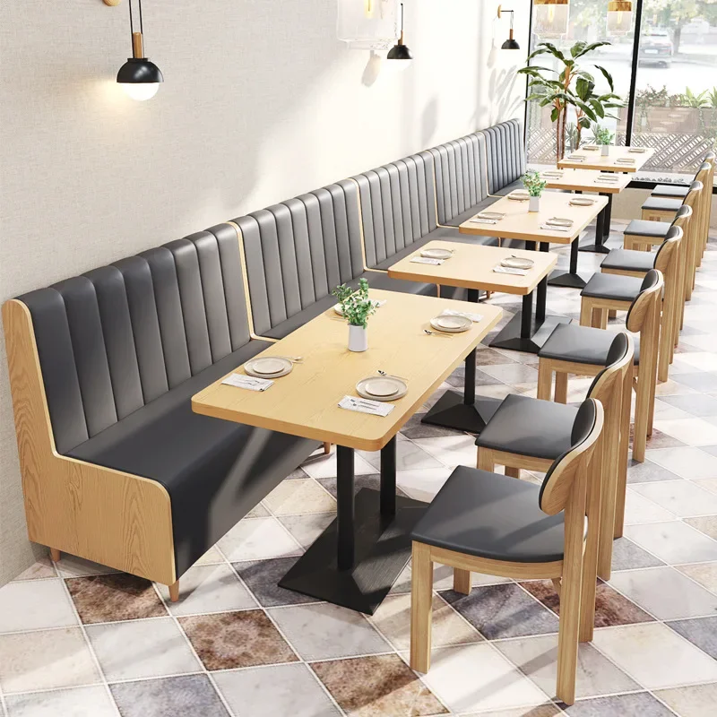 

A Commercial Furniture Restaurant Hotel Use Wooden Booth Sofa Seat Set Fast Food Restaurant Dining Table Chair Set