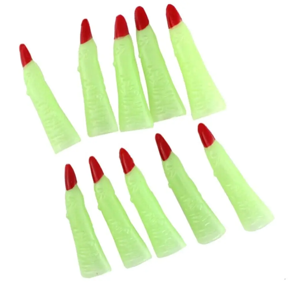 

10Pcs/Set Ghost Halloween Fake Fingers Scary Luminous Zombie Witch Finger Set Red Black Ghost Claw Prop Holiday Party