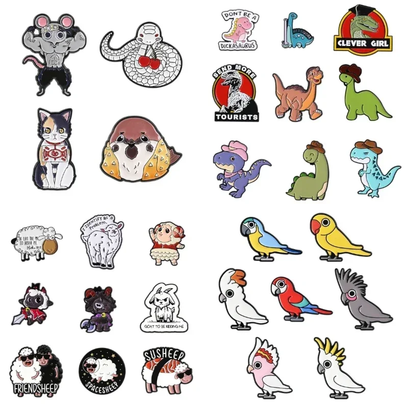 

Cute Cute Dinosaur Animal Badge Fun Sheep Snake Parrot shape Jewelry Decoration Brooch Perfect Gift For Friends And Family