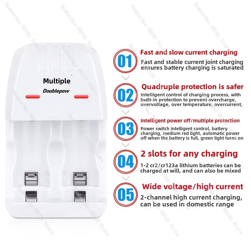 CR2 3V rechargeable battery charger, automatic stop charging