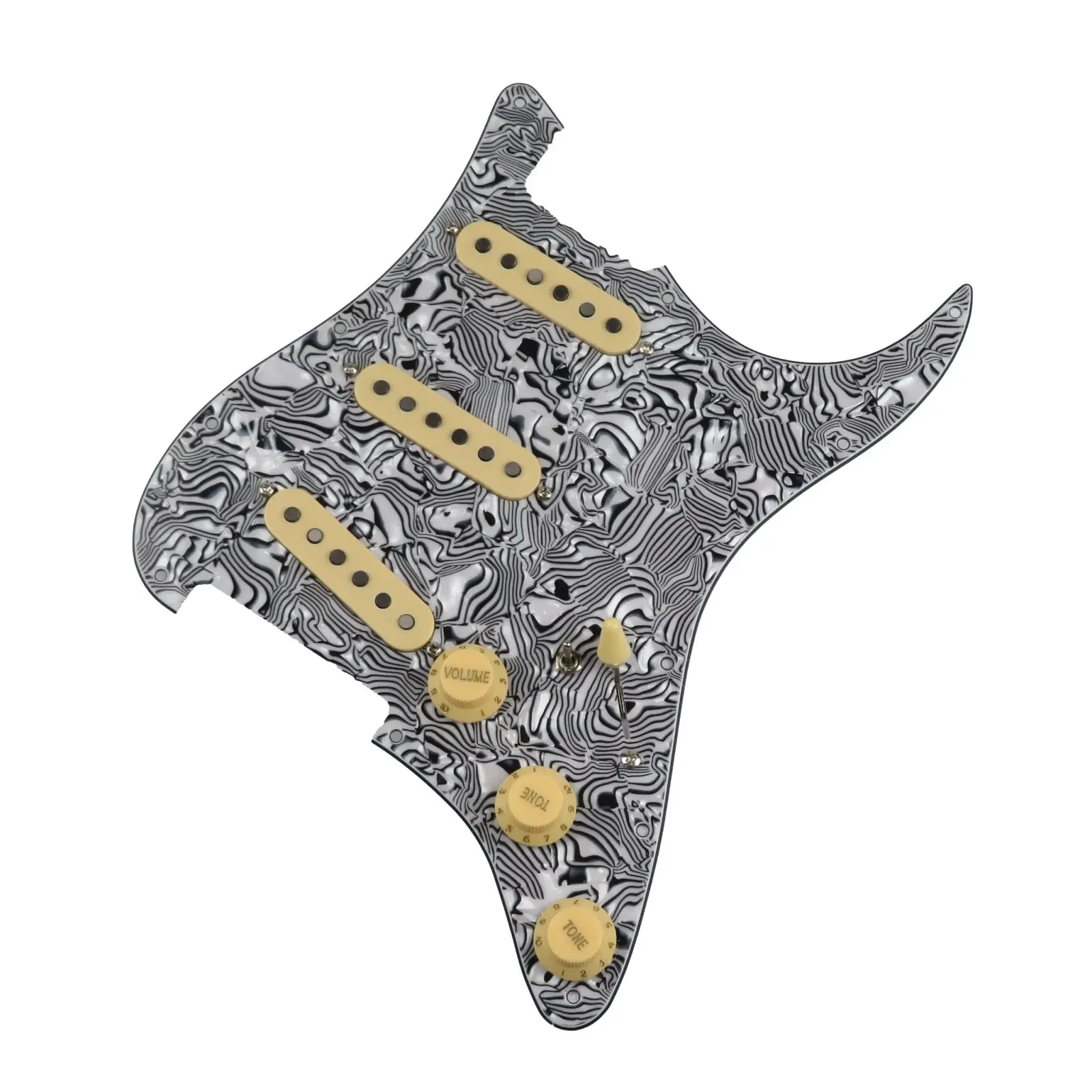 Loaded Pickguard Pickups Guitar Alnico 5 Pickups SSS Single Coils Pickups /Yellow Pickup Covers Set