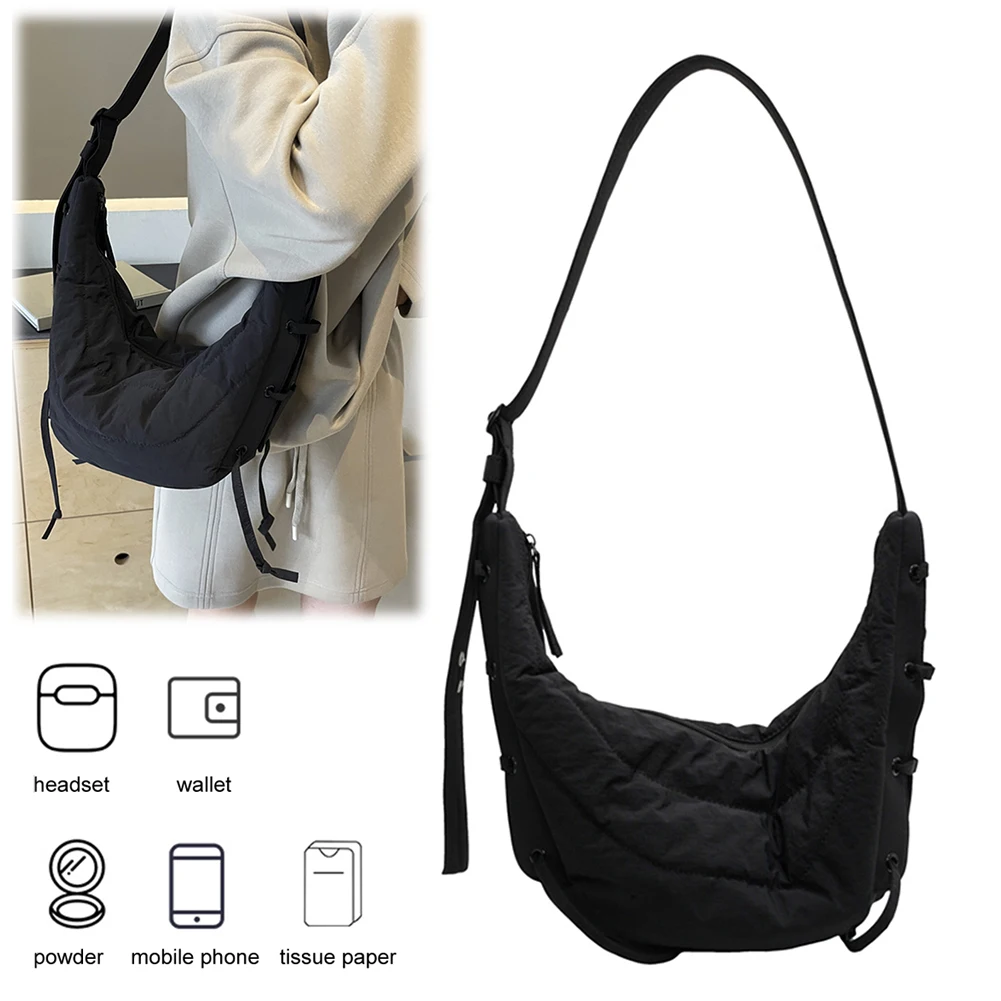 Sac à bandoulière pour femmes et hommes, sacoche à sangle réglable, sac en Nylon solide en forme de croissant, sac pour voyage et Shopping