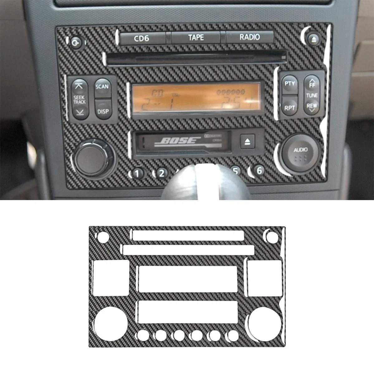 

For Nissan 350z Interior Modified Center Control Cd Panel Decoration With 350z Carbon Fiber Sticker Car Accessories Ries Tools