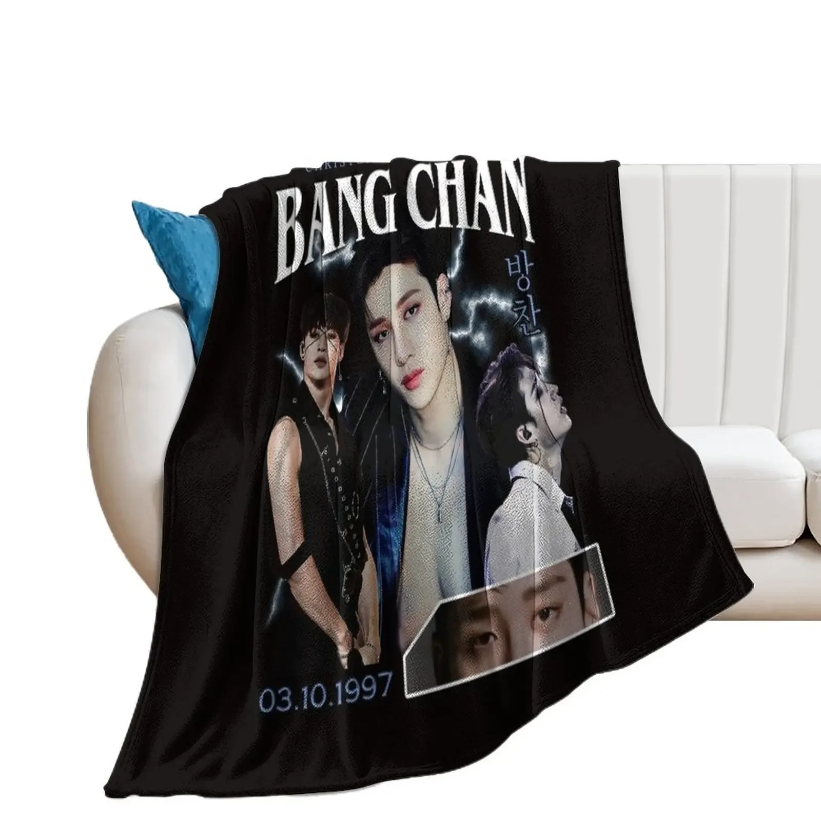 Bang Chan Shirt Vintage 90 Retro T Shirt Tee Throw Blanket Decoratives Camping Blankets