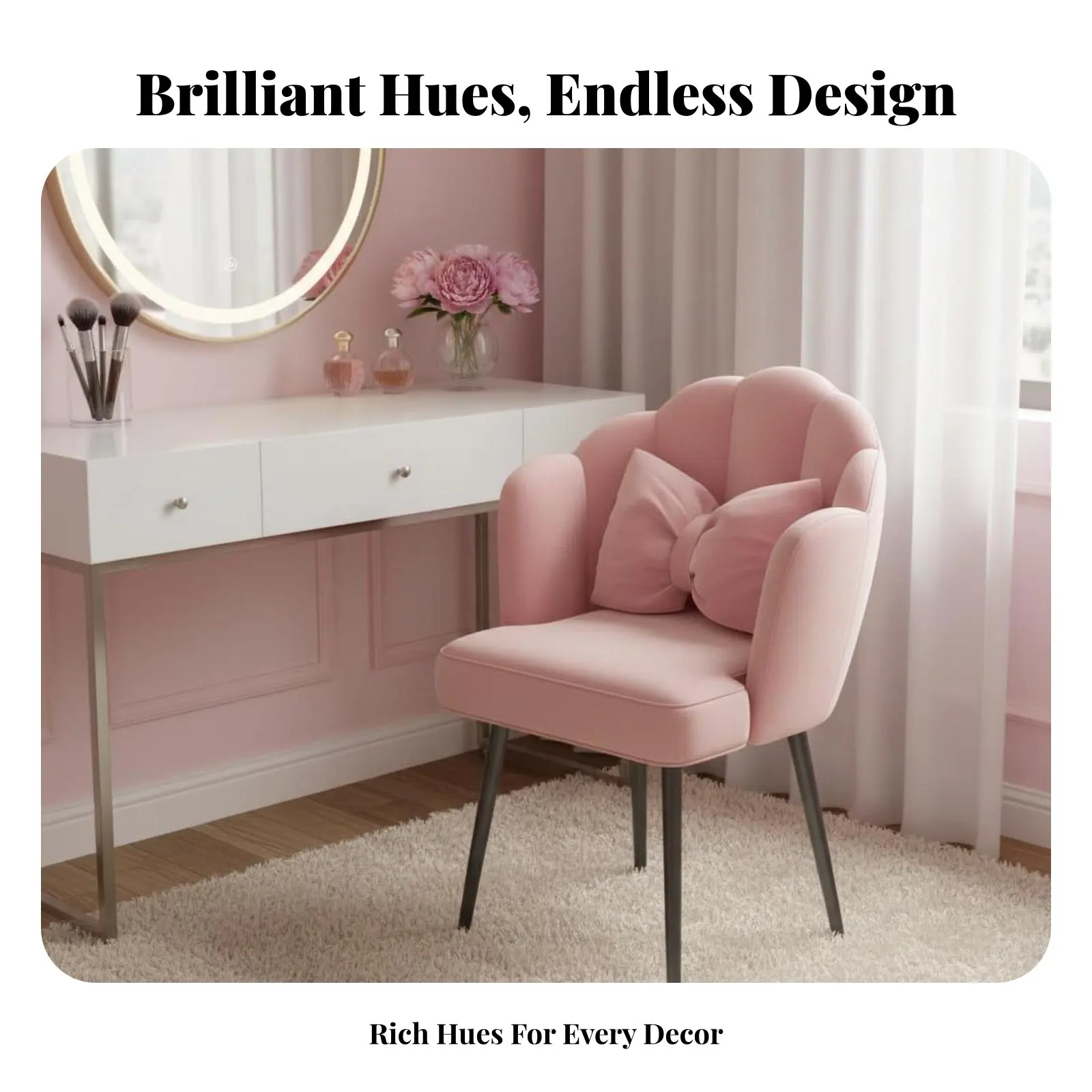 

Вращающееся кресло с цветочным узором на спинке, эргономичное, регулируемое по высоте, с прочным основанием, для студентов, спальни, макияжной станции