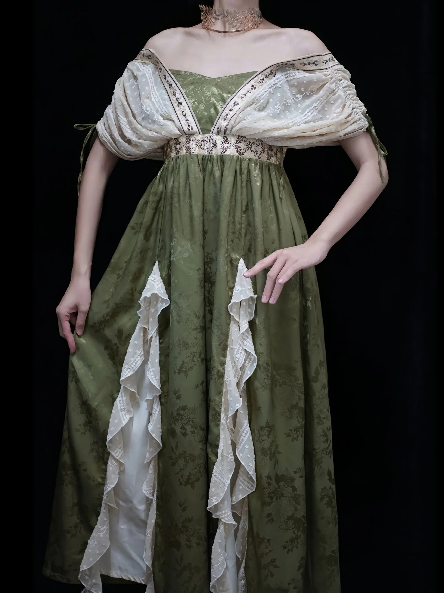 Robe de Cosplay Royale Rétro pour Femme, Style Empereur, Lolita, Palais Médiéval, Costume de Tempérament, Reine, Princesse, Vert, 03