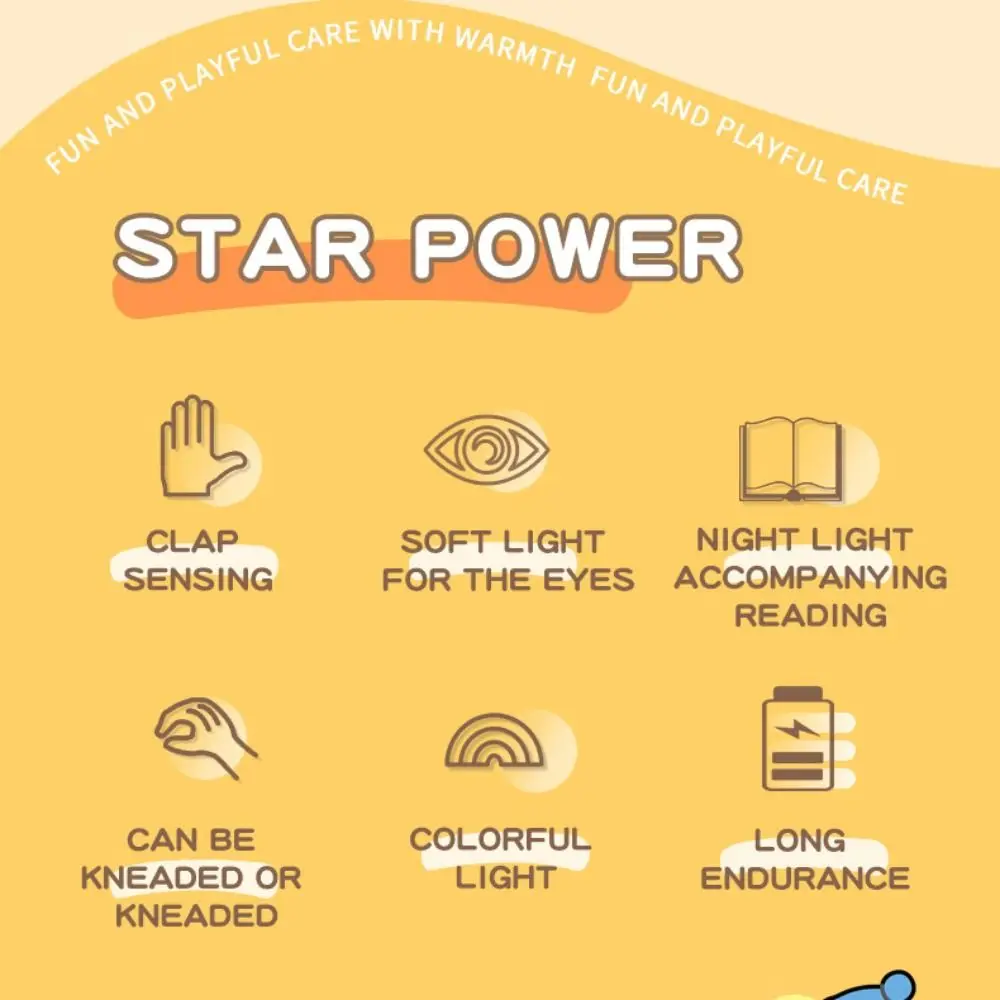 

Rechargeable USB LED Star Night Light Soft Silicone Colorful Light Touch Table Lamp Remote Control Glowing Effect Bedside Light