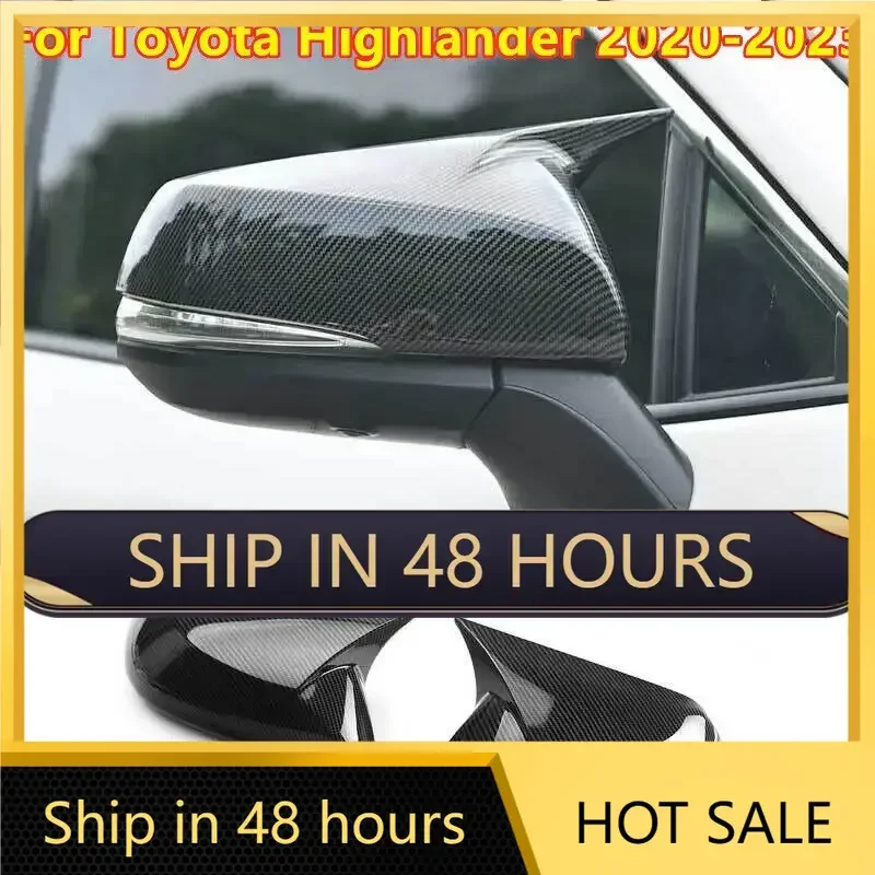 

ABS Carbon Fiber OX Horn Rear View Side Mirror Cover Trim For Toyota Highlander 2020 2021 2022 2023