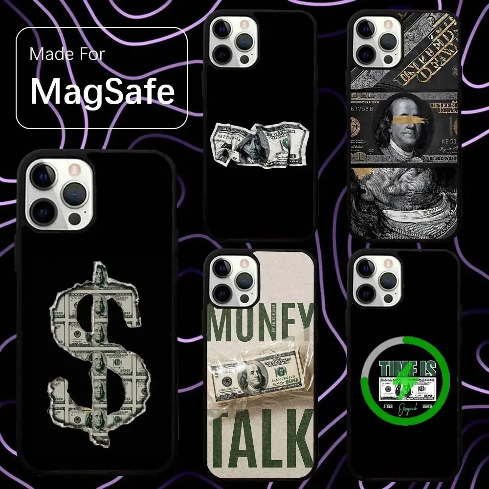 

Чехол для телефона Money 100 D-Dollars для iPhone 16,15,14,13,12,11, Pro, Max, Plus, Mini, SE, новая магнитная беспроводная зарядка Magsafe