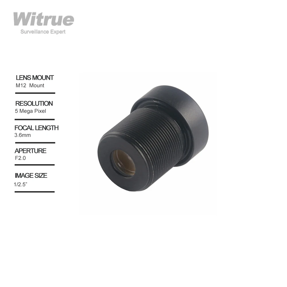 Witrue 5Megapixel CCTV Lens 3.6mm M12 Mount 1/2.5 inch 110 Wide Angle For HD 1080P/4MP/5MP AHD Camera IP Security Cameras