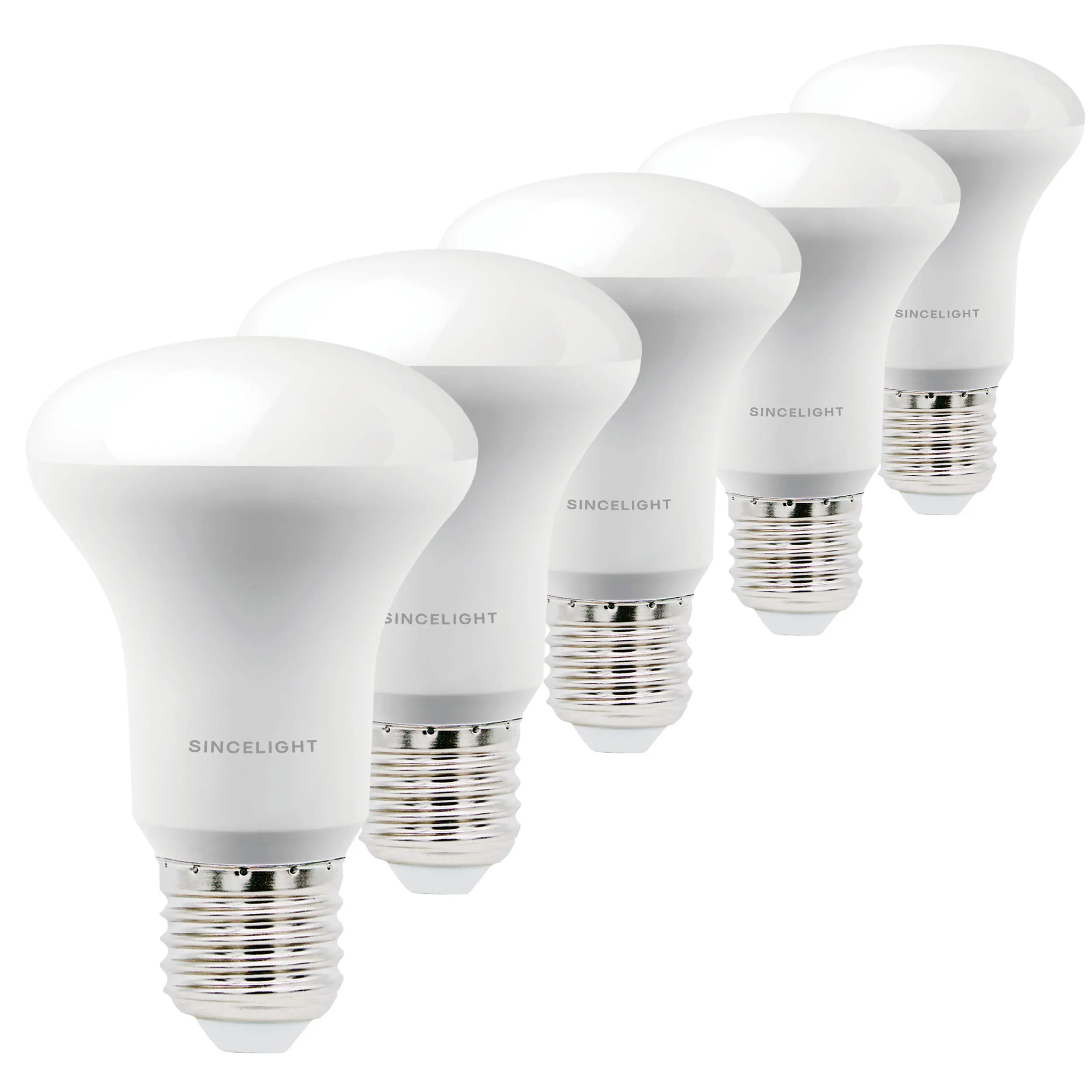 Pack of 5,  E27 LED Spot Light Bulb, R63 Reflector with Milky Diffuser, 8W (75W Equivalent), 200-240V, 120°  Beam Angle