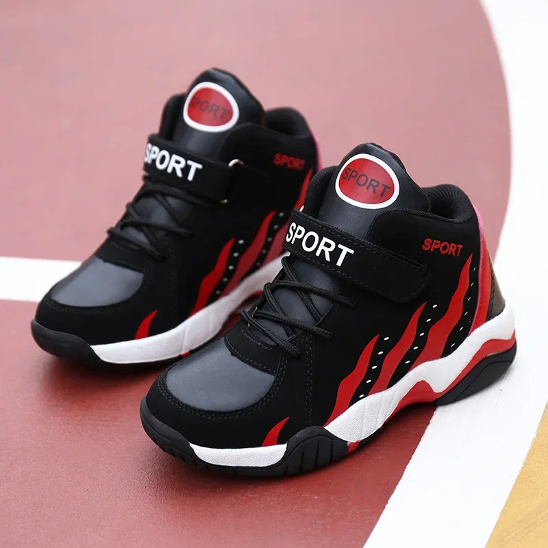 Warm Winter Kids Shoes Sport Boys Casual Shoes High Top Tennis Children\'s Sneakers Plush Leather Running Sneakers for Girls New