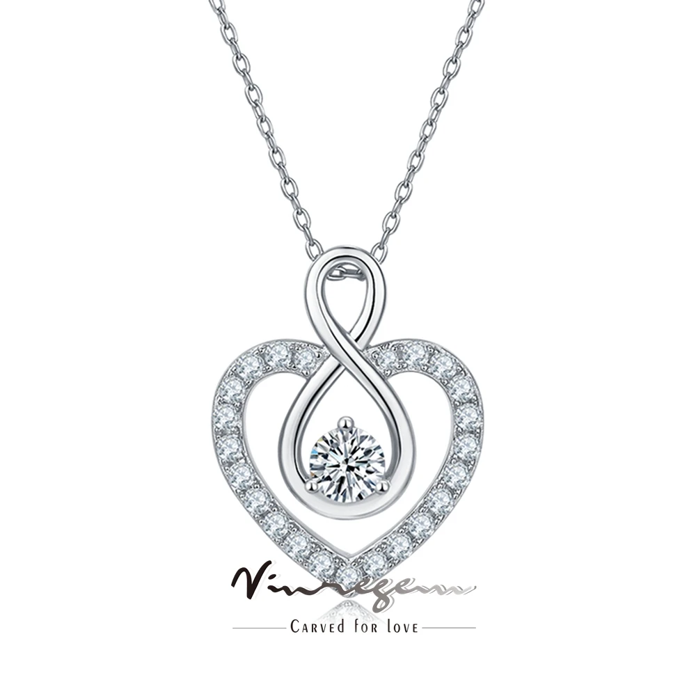 

Vinregem 3EX VVS1 D 1CT Real Moissanite Diamond Heart Pendant Necklace 18K Gold Plated 925 Sterling Silver Jewelry Girls Gifts