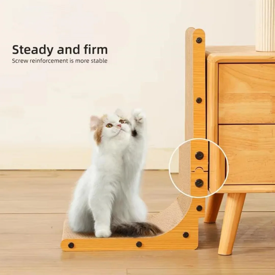 L Shape Cat Scratcher Protecting Furniture Vertical Scratching Post Scratching Cardboard with Ball Toy for Large Indoor Cats