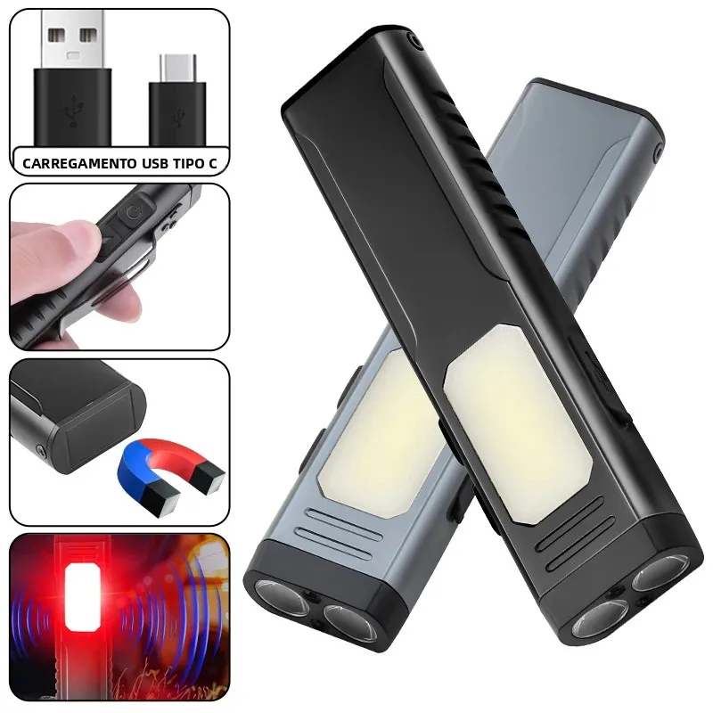 nova-luz-de-trabalho-recarregavel-usb-multifuncional-com-alarme-sonoro-forte-magnetico-cob-clipe-de-aluminio-caneta-tocha-lanterna-portatil