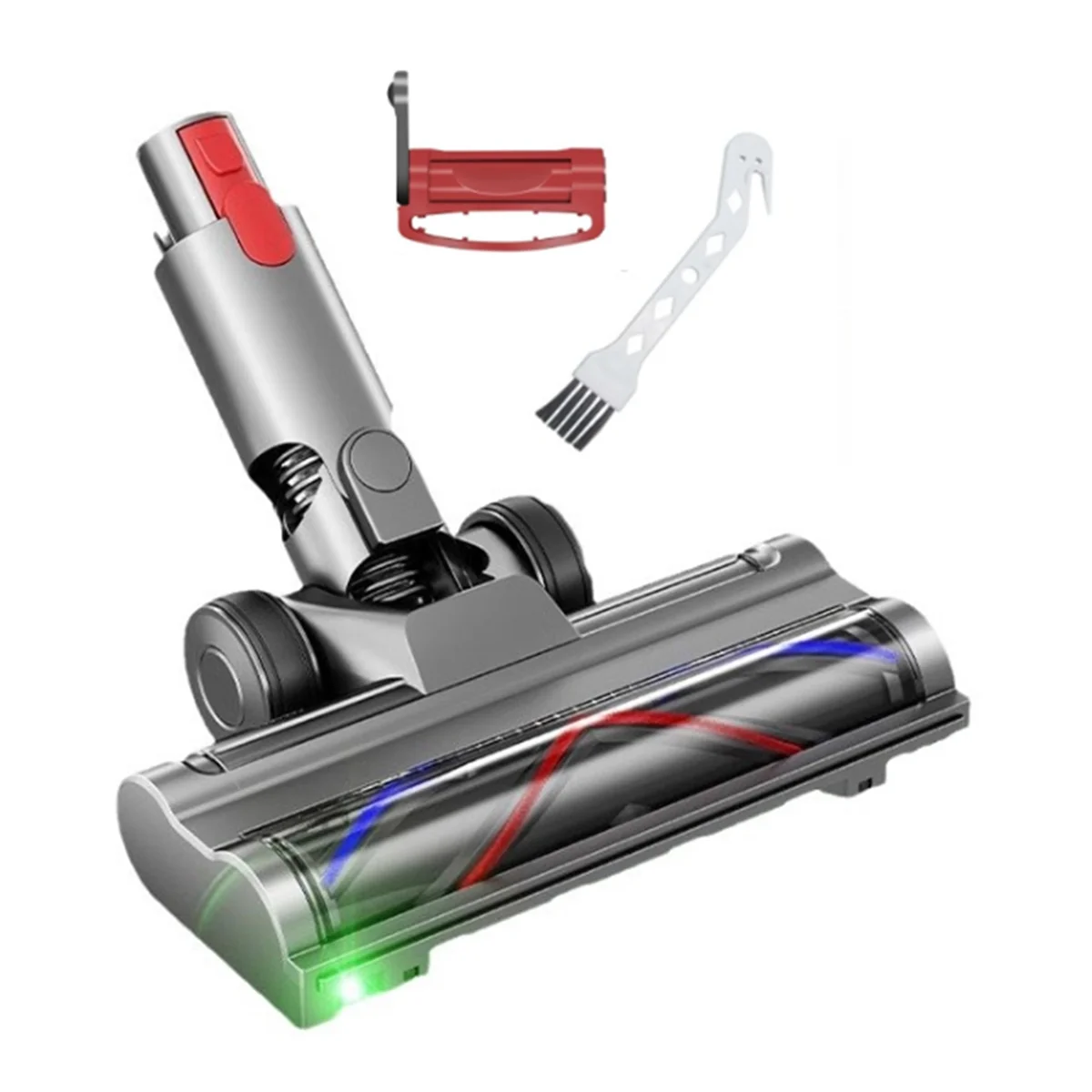 New For Dyson V7 V8 V10 V11 V15 Vacuum Attachment V Shape Bristle Roller Brush Head with LED Dust Lights Switch Lock Kit