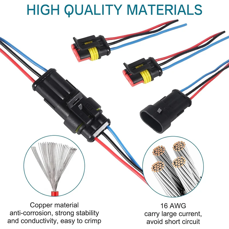 10 pairs 3Pin Way Car Waterproof Connector 16 AWG Electrical Connectors Quick Disconnect Automotive Wire Connectors Marine