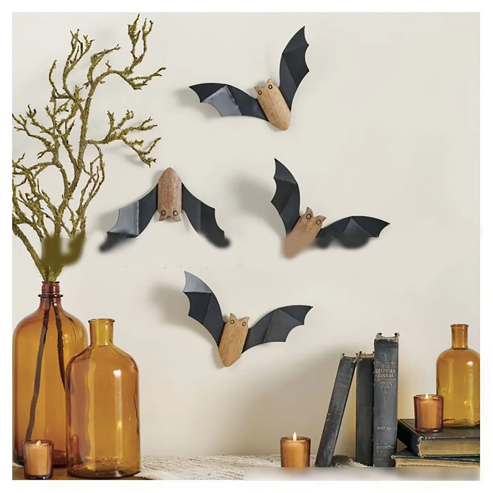 

Halloween Wooden Bat Wall Decor Exquisite Bat-Shaped Wall Decor Fine Wooden Crafts Home Wall Decoration