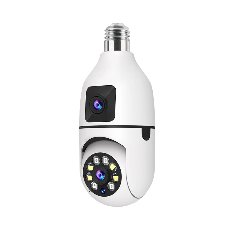 E27 Bulb WIFI Camera 8X Zoom Dual Lens Indoor Surveillance Human Tracking Wireless Two-way Audio Cameras Color Night Vision