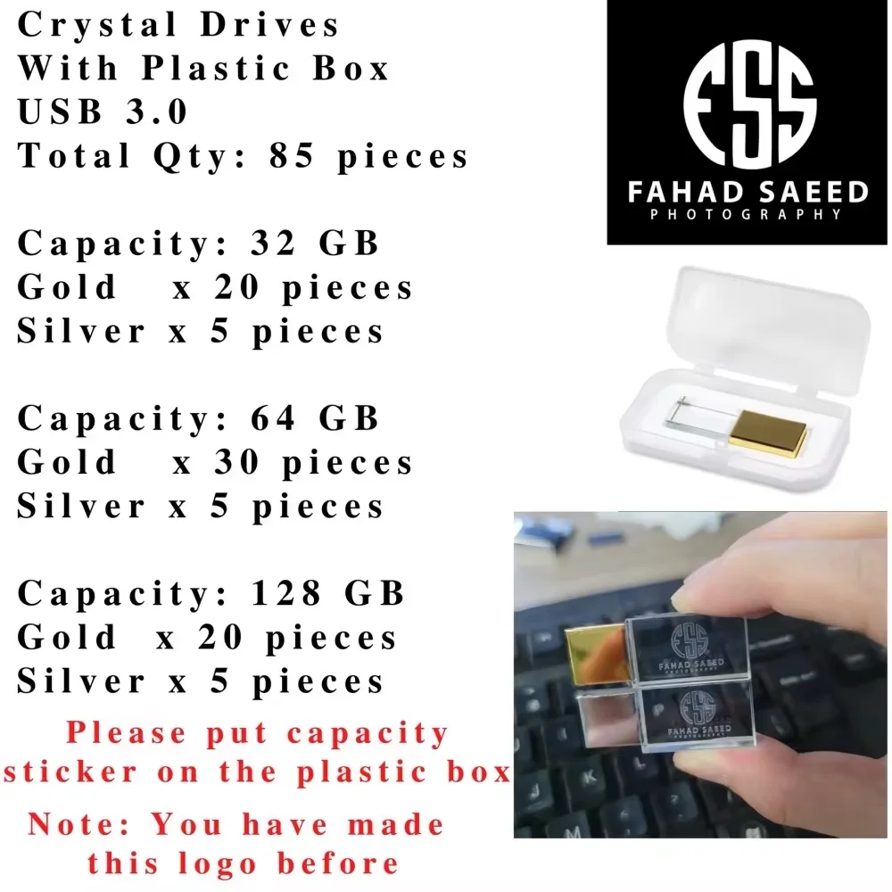 Free Custom LOGO Metal USB 16GB 32GB Flash Drive and Box
