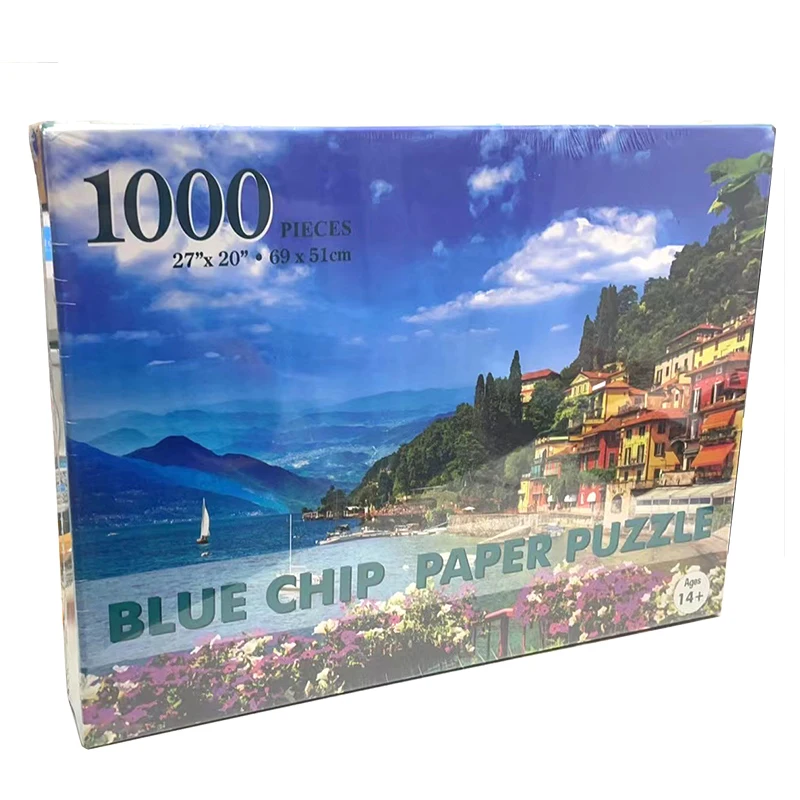 Alta qualità 69*51cm Puzzle Toy Blue Card 1000 pezzi Blue Card Varenna Adult Building Landscape praga Oil Painting Puzzle