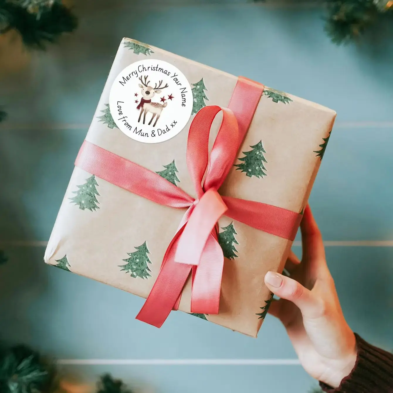1-96Pcs Custom Stickers, Round Personalized Christmas Text Labels for DIY Handcrafters, Gift Wrapping & Holiday Box Decor view 2