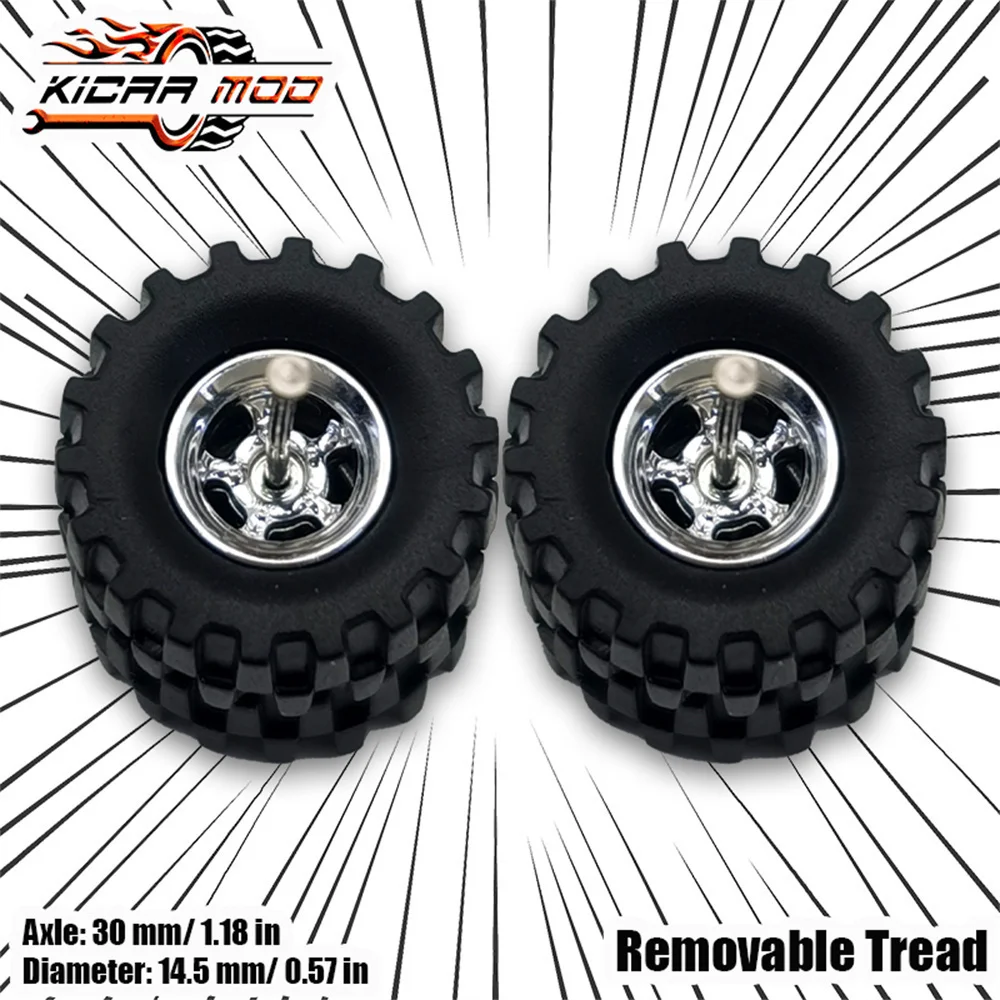 1/64 Wheels with Rubber All Terrain Tires Refitting Parts for Off-road Model Cars Hot Wheels Matchbox Tomica Small Size 1 Set