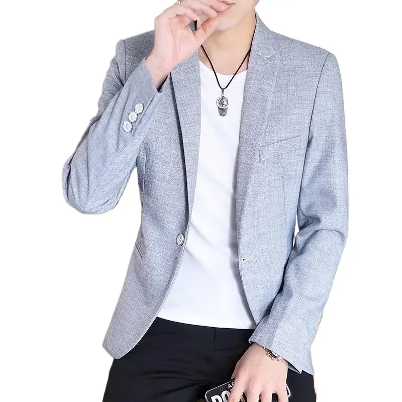 

Мужской пиджак Slim Fit, модный деловой красивый джентльмен, корейская версия британского стиля для отдыха, тонкий однотонный свадебный рабочий