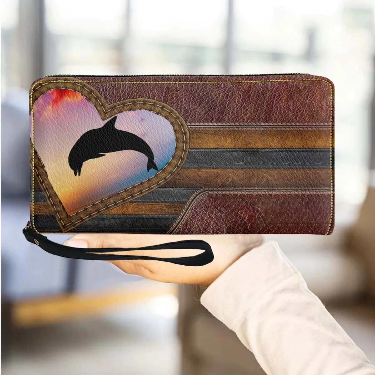 Dolphin Wallet Gift for People Luxury PU Leather Women Wallets Purse Casual Zipper Girls Card Holder Multifunction Cash Case