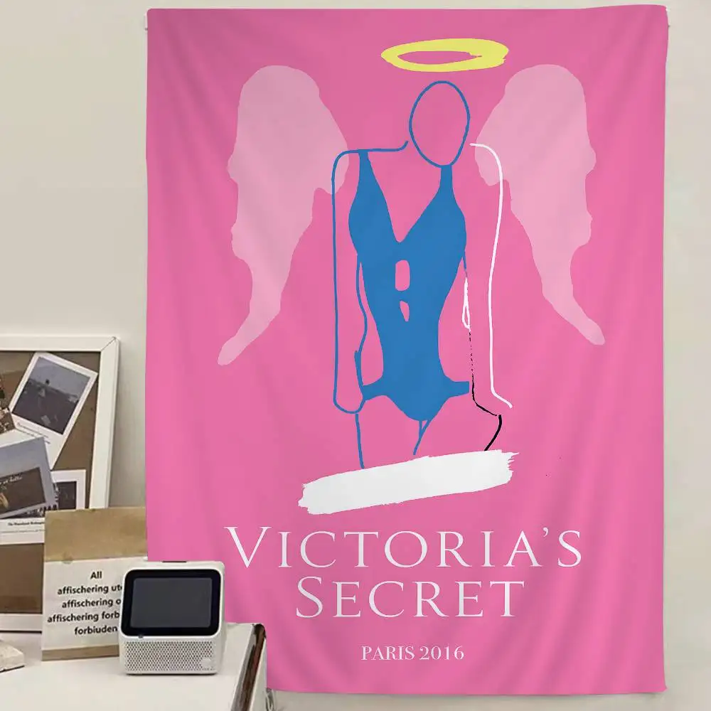 V-Victoria-logo-S-Secret Cartoon Tapestry Bohemian Wall Tapestries Mandala Home Decor