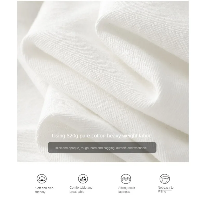 Dukeen 11,2 Oz Schwergewichts-Herbst-Langarm-T-Shirt für Herren, 100% Baumwolle, Einfarbiges Shirt mit Rundhalsausschnitt, Weiße Oberteile, Übergroße Herrenbekleidung – Detail 2