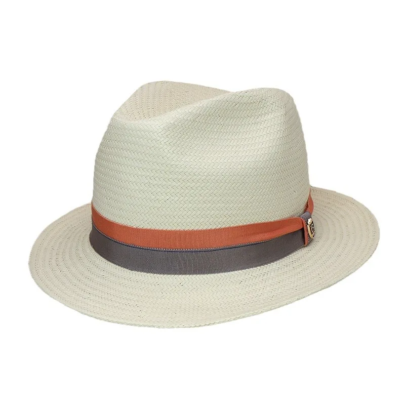 

Hot Sale Five-point Grass Striped Design Curling Fedora Hat Top Hat Fine Hand Knitting High-end Straw Hat