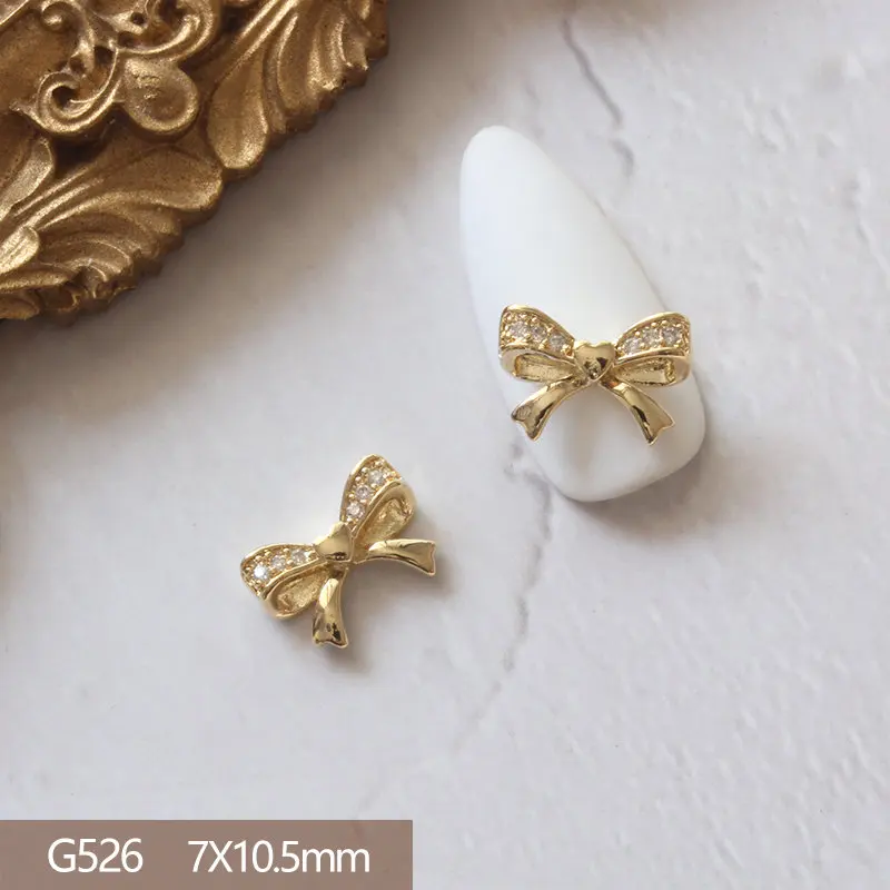10pcs/lot Luxury Bow Rose Love Alloy Nail Art Zircon Pearl Crystal Metal Manicure Nails Accesorios Supplies Decorations Charms