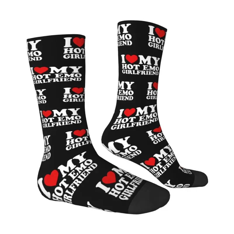 Calcetines de vestir con estampado 3D I Love My Hot Emo para hombre, medias Unisex cálidas, transpirables