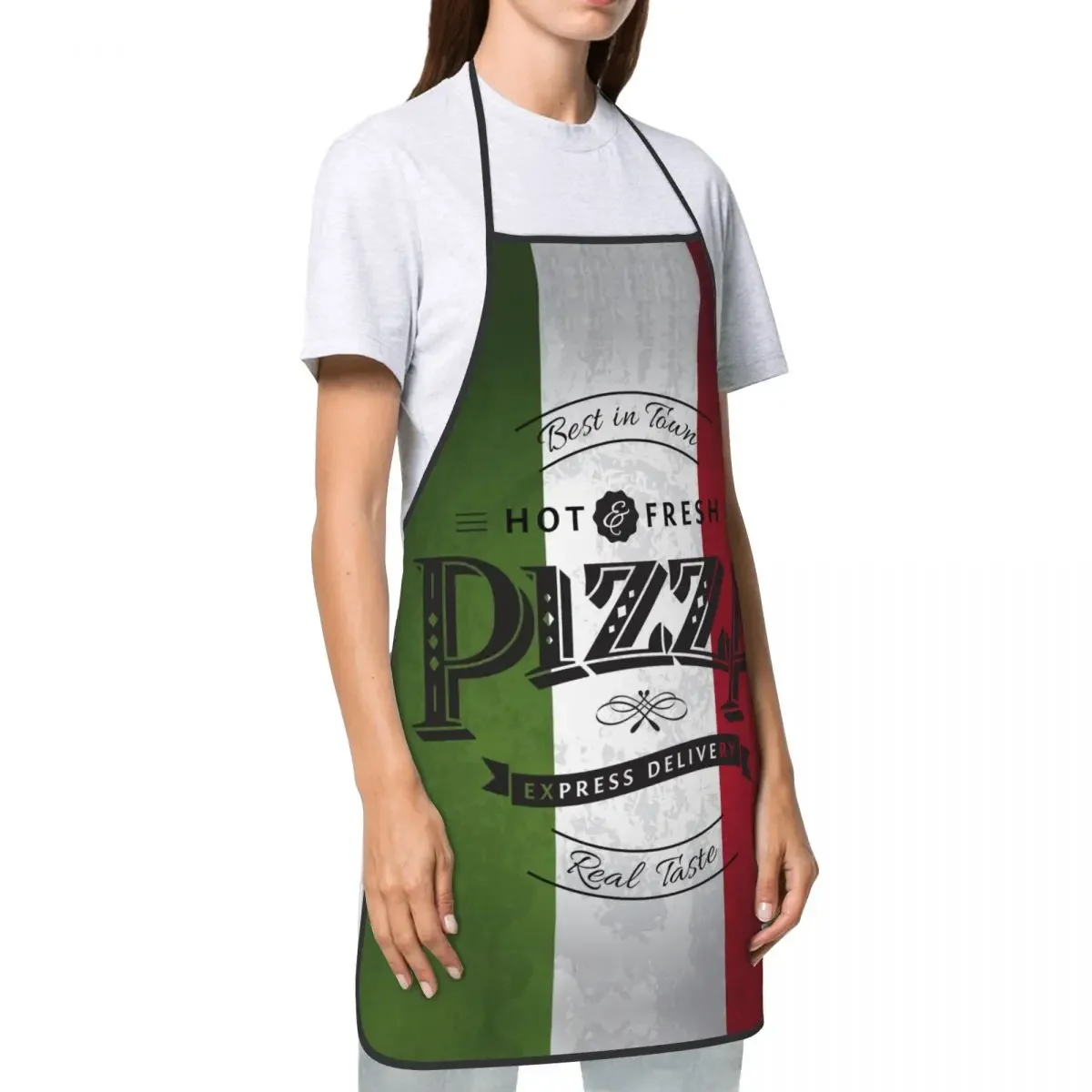 Retro Italian Flag Pizza Aprons Men Women Italy Pride Adult Unisex Kitchen Chef Bib Tablier Cuisine Cooking Baking Gardening