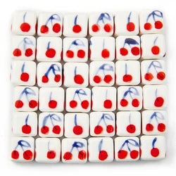 2pc 8mm Hand Painted Cherry Square Shape Ceramic Beads Loose Porcelain Beads For Jewelry Making Handmade DIY Bracelets