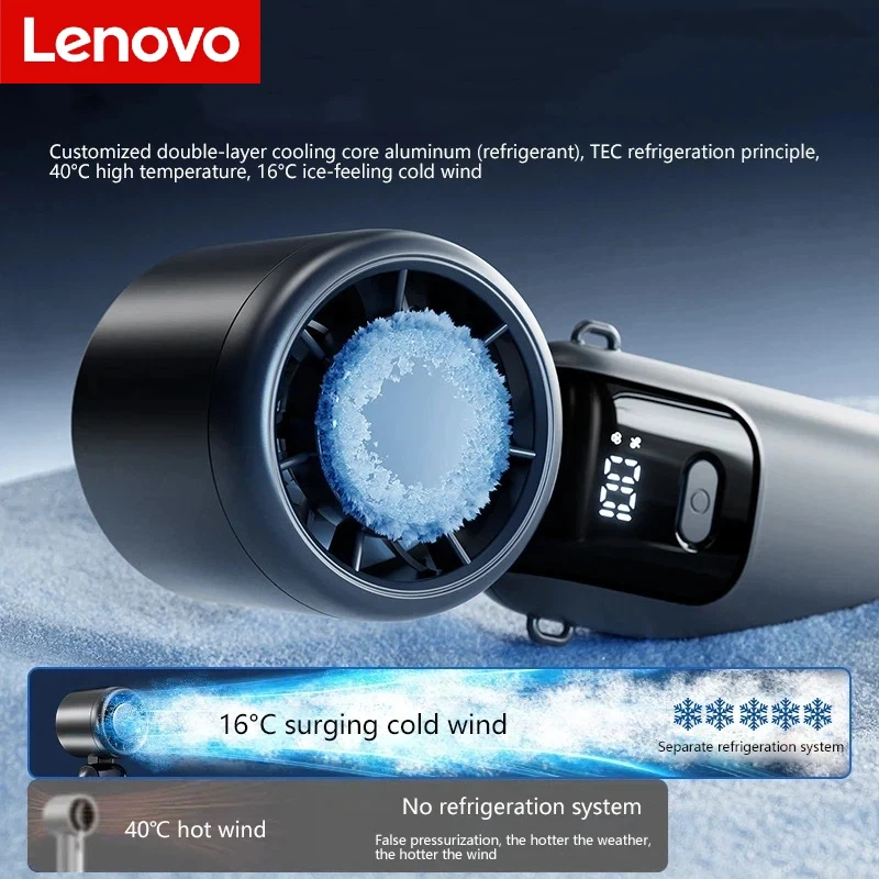 

Lenovo Ice Cooling Handheld Fan High Speed multiple gears Turbo Portable USB Desk Fan Hangable/Foldable Fast Chill Ice Compress